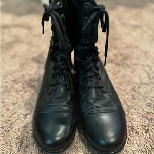 Black Leather Steve Madden Combat Boots